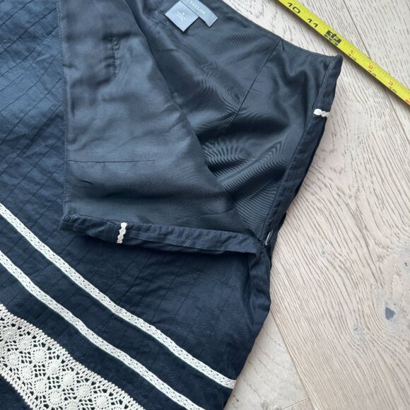 ANN TAYLOR Women’s Black Off-white Lace Peasant A Line Full Skirt sz 4 - Picture 10 of 13